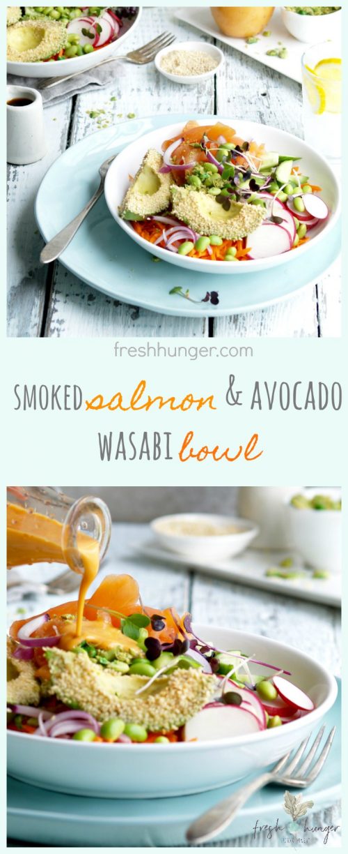 smoked salmon & avocado wasabi bowl