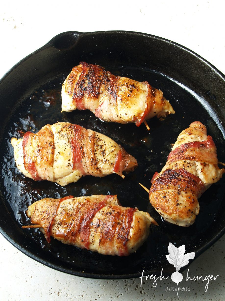 bacon-wrapped chicken & broccoli alfredo