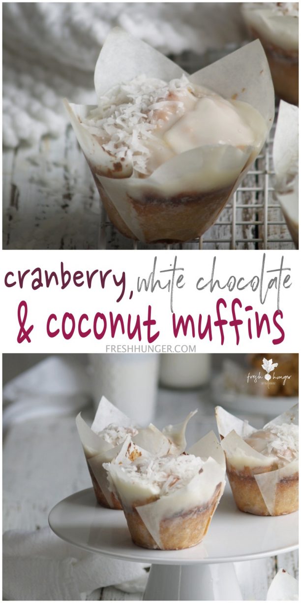 cranberry, white chocolate & coconut muffins