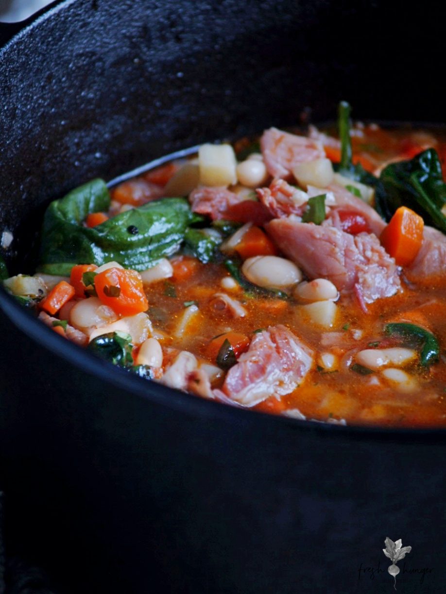 hearty ham, bean & veggie soup