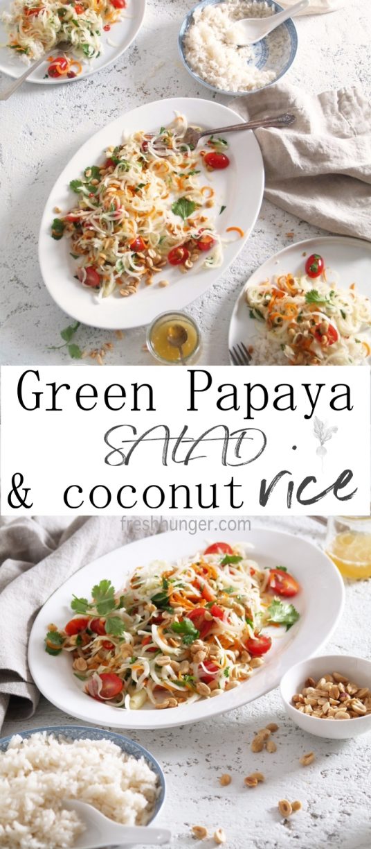 green papaya salad & coconut rice 