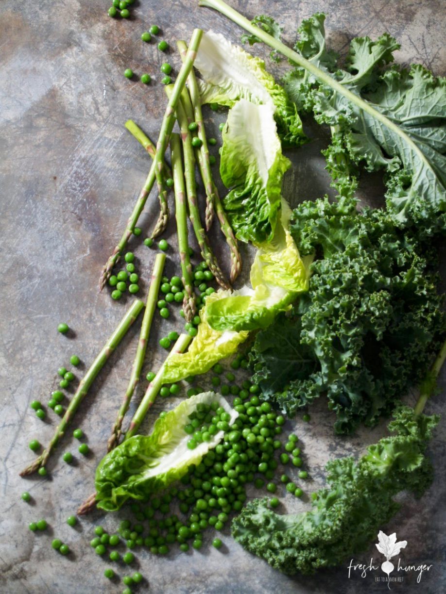 Crispy Kale, Pea & Asparagus Caesar Salad