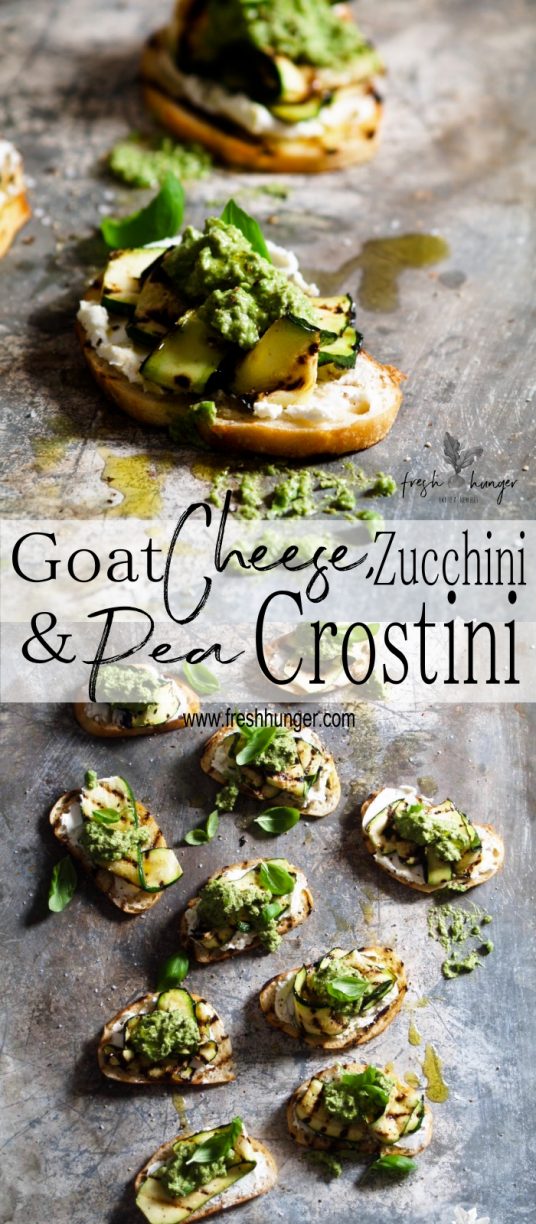 Goat Cheese, Zucchini & Pea Crostini