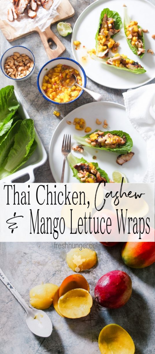 thai chicken, cashew & mango lettuce wraps