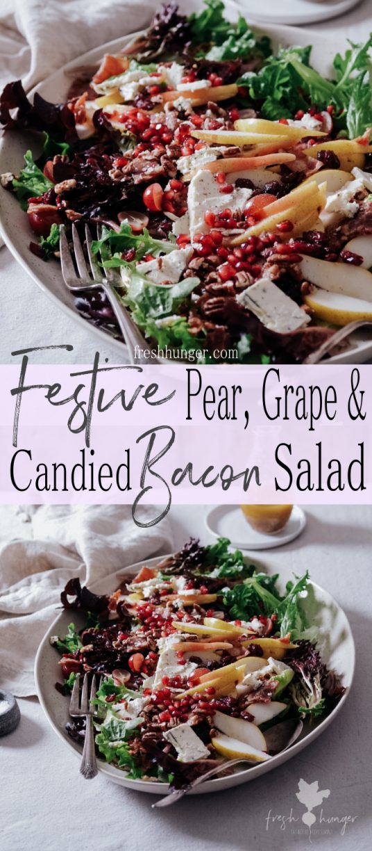 Festive Pear, Grape & Candied Bacon Salad