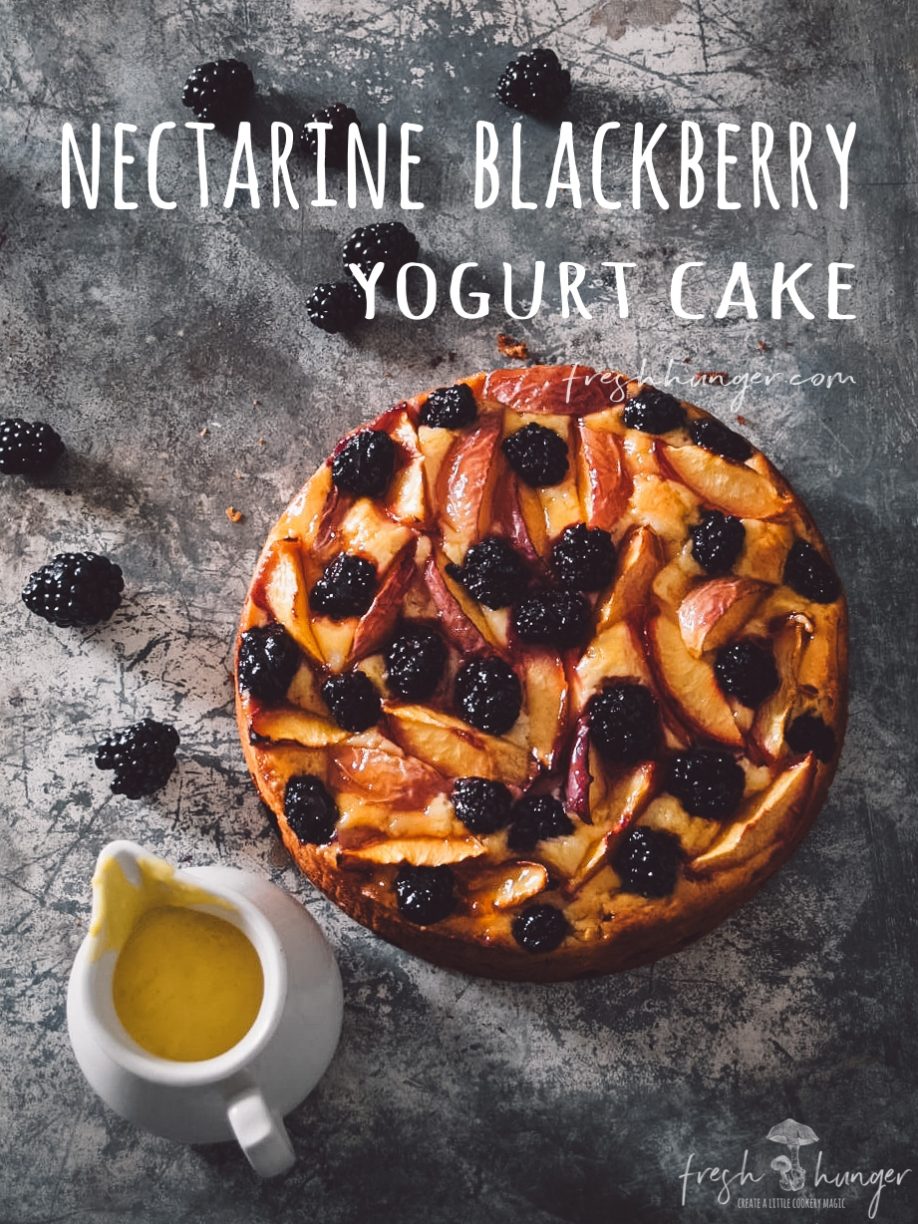 nectarine blackberry yogurt cake