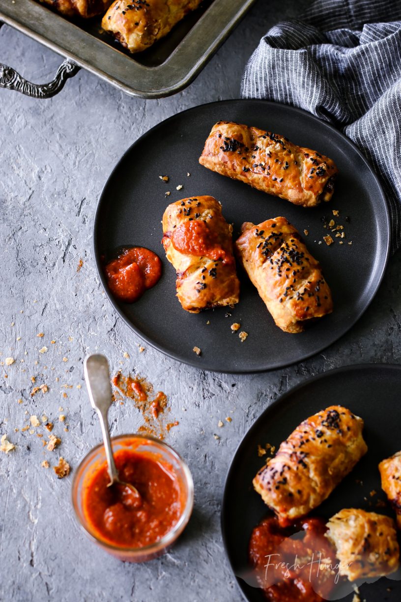SAUSAGE ROLLS WITH QUICK AND EASY HOMEMADE KETCHUP
