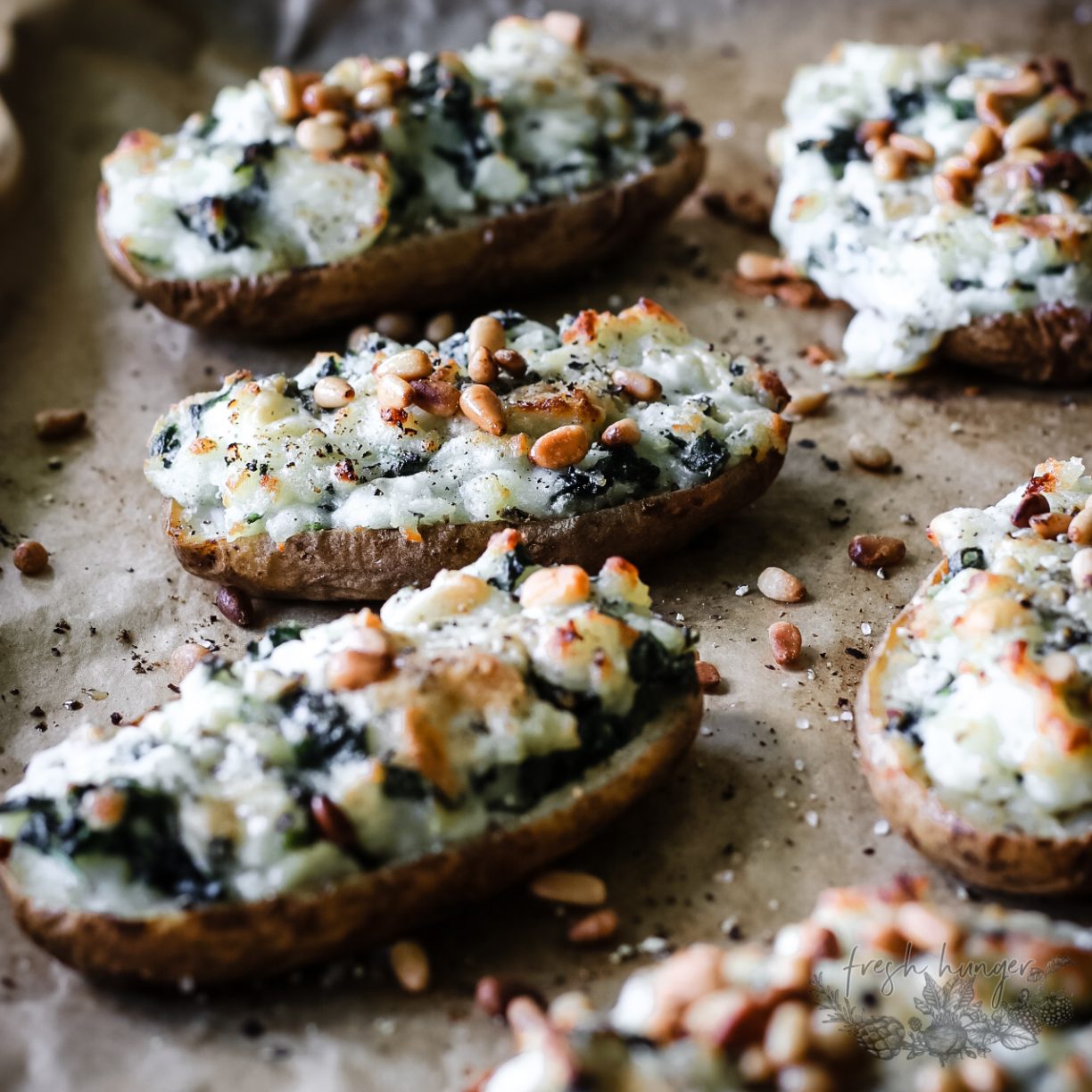 BLUE CHEESE & SPINACH STUFFED BAKED POTATOES
