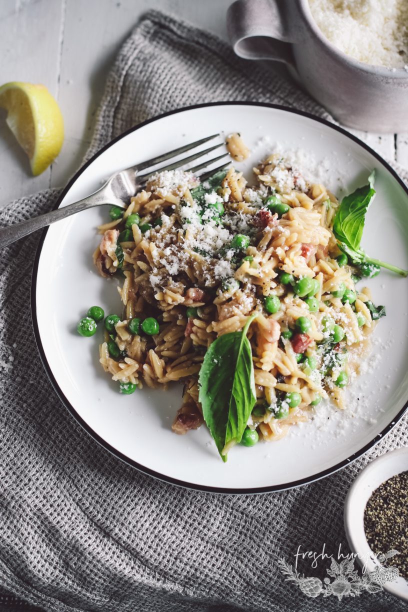ONE PAN PEA AND PANCETTA PASTA