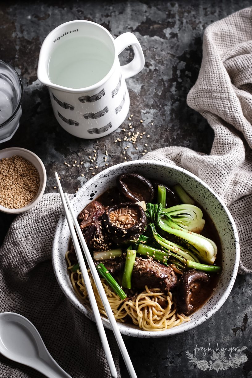 SLOW COOKED MISO BEEF WITH NOODLES